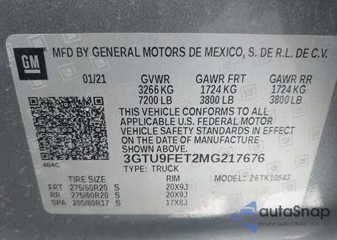 2021 GMC Sierra 1500 4Wd Short Box Denali из США, поврежденный, VIN 3GTU9FET2MG217676